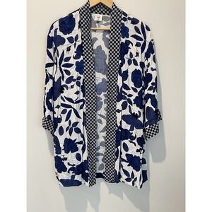 CABI Women's Viscose Open Front Jacket‎ Short Sleeve Floral Multicolor Size XS/S